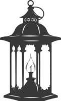 AI generated Silhouette old unique lantern black color only vector