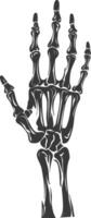 AI generated Silhouette rock and roll skeleton hand black color only vector