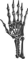 AI generated Silhouette rock and roll skeleton hand black color only vector