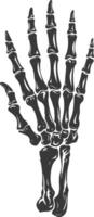 AI generated Silhouette rock and roll skeleton hand black color only vector