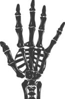 AI generated Silhouette rock and roll skeleton hand black color only vector