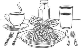 ai generado desayuno menú Listo a comer sencillo contorno ilustración minimalista línea Arte vector