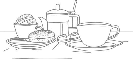 ai generado desayuno menú Listo a comer sencillo contorno ilustración minimalista línea Arte vector