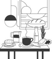 ai generado desayuno menú Listo a comer sencillo contorno ilustración minimalista línea Arte vector