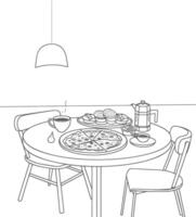 ai generado desayuno menú Listo a comer sencillo contorno ilustración minimalista línea Arte vector