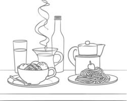 AI generated Breakfast menu ready to eat simple Outline illustration minimalist line art vector