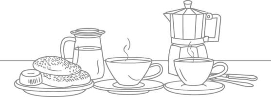 ai generado desayuno menú Listo a comer sencillo contorno ilustración minimalista línea Arte vector