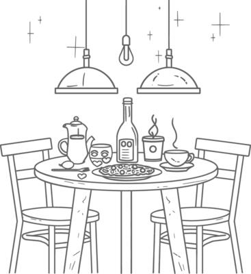 AI generated Breakfast menu ready to eat simple Outline illustration minimalist line art