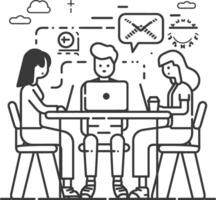 AI generated Outline illustration for Positive Workplace culture for company employees teamwork vector