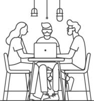 AI generated Outline illustration for Positive Workplace culture for company employees teamwork vector