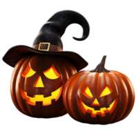 AI generated a group of halloween pumpkin wear witch hat isolated on transparent background png