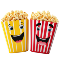 ai genererad en popcorn behållare med en ansikte den där säger isolerat på transparent bakgrund png