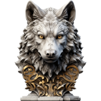 AI generated Wolf Wooden Finial for Staircase isolated on transparent background png