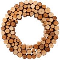 AI generated Woodland Christmas Natural Wood Slice Wreath isolated on transparent background png