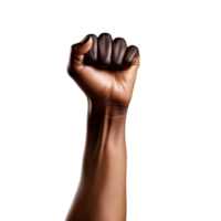 AI generated Black history month portrait of a black leather hand with clenched fist png