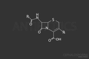 antibiotics molecular skeletal chemical formula vector