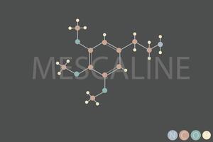 mescalina molecular esquelético químico fórmula vector