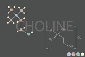 choline molecular skeletal chemical formula vector