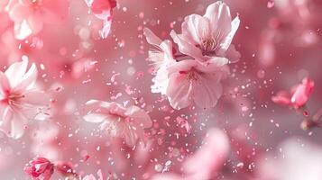 ai generado puro blanco flores en un rosado antecedentes foto