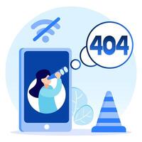 Illustration vector graphic cartoon character of 404 network disruption