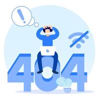 Illustration vector graphic cartoon character of 404 network disruption