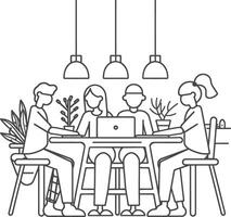 AI generated Outline illustration for Positive Workplace culture for company employees teamwork vector