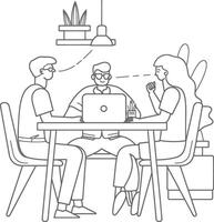 AI generated Outline illustration for Positive Workplace culture for company employees teamwork vector