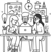 ai generado contorno ilustración para positivo lugar de trabajo cultura para empresa empleados trabajo en equipo vector