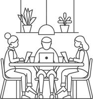 AI generated Outline illustration for Positive Workplace culture for company employees teamwork vector