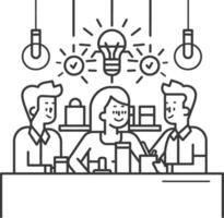 AI generated Outline illustration for Positive Workplace culture for company employees teamwork vector