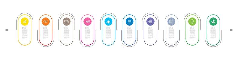 10 data infographics tab paper index template. Vector illustration business abstract background.