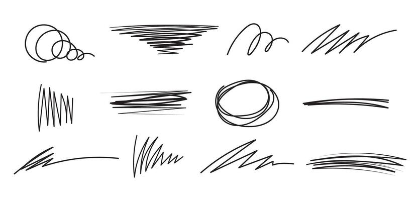 Line brush strokes marker sketch underline. Hand drawn marker scribbles.