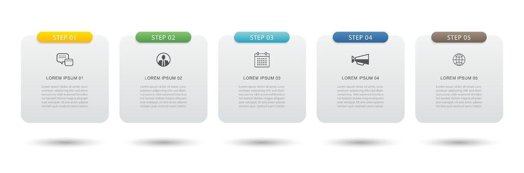 5 data infographics tab paper index template. Illustration abstract background. vector