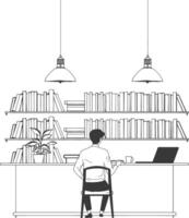 AI generated Outline Illustration for The study room has bookshelves and many book in there vector