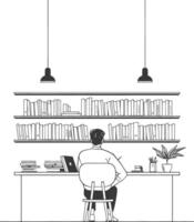 AI generated Outline Illustration for The study room has bookshelves and many book in there vector