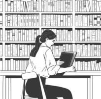 AI generated Outline Illustration for The study room has bookshelves and many book in there vector