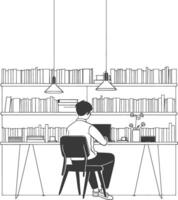 AI generated Outline Illustration for The study room has bookshelves and many book in there vector