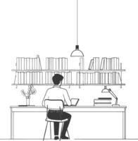 AI generated Outline Illustration for The study room has bookshelves and many book in there vector