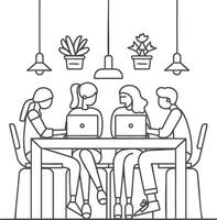 AI generated Outline illustration for Positive Workplace culture for company employees teamwork vector