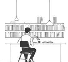 AI generated Outline Illustration for The study room has bookshelves and many book in there vector