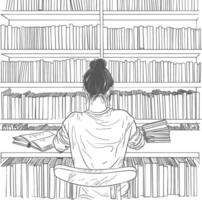 AI generated Outline Illustration for The study room has bookshelves and many book in there vector