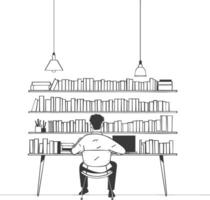 AI generated Outline Illustration for The study room has bookshelves and many book in there vector