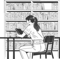 AI generated Outline Illustration for The study room has bookshelves and many book in there vector
