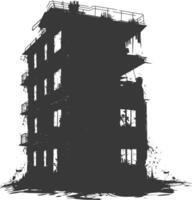 ai generado silueta abandonado edificios negro color solamente vector