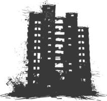 AI generated silhouette abandoned buildings black color only vector