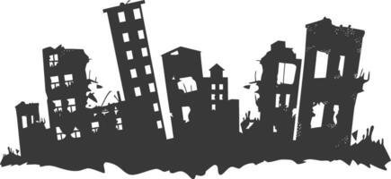 AI generated silhouette abandoned buildings black color only vector