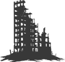 AI generated silhouette abandoned buildings black color only vector