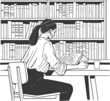 AI generated Outline Illustration for The study room has bookshelves and many book in there vector