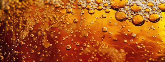 AI generated Ultra close up view of beer texture with foam photo