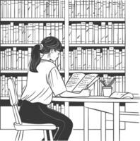 AI generated Outline Illustration for The study room has bookshelves and many book in there vector